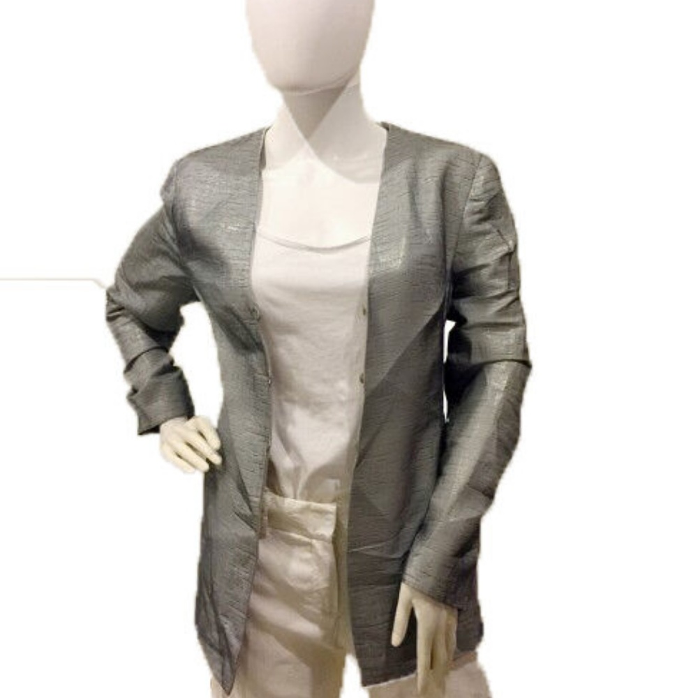 GIORGIO ARMANI Silk Organza Collarless Blazer
